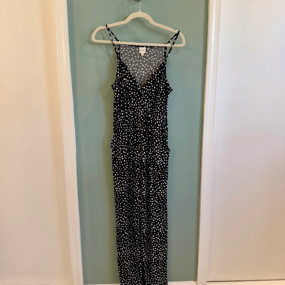 Black and white polka dot jumpsuit